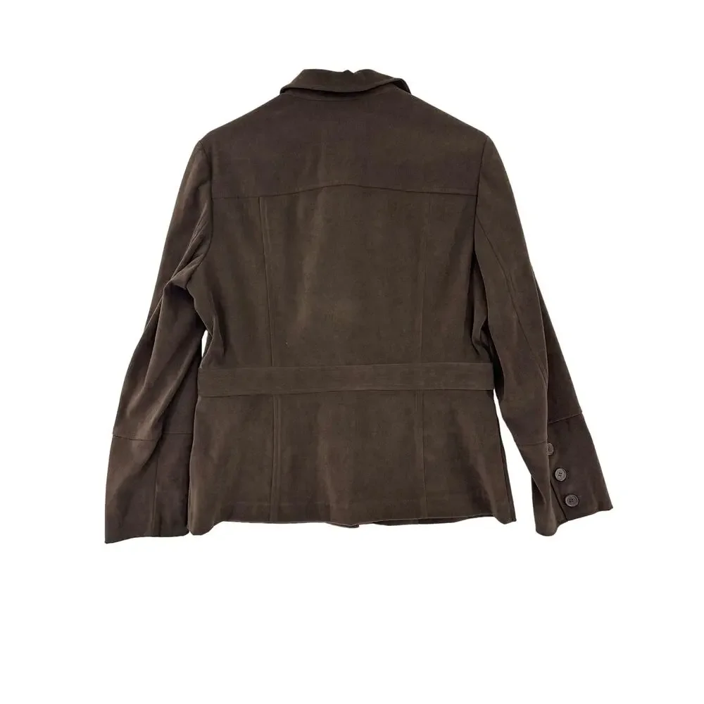 Norton Studio Petite Size 12P Faux Suede Jacket, Brown, Preowned - Picture 2 of 9